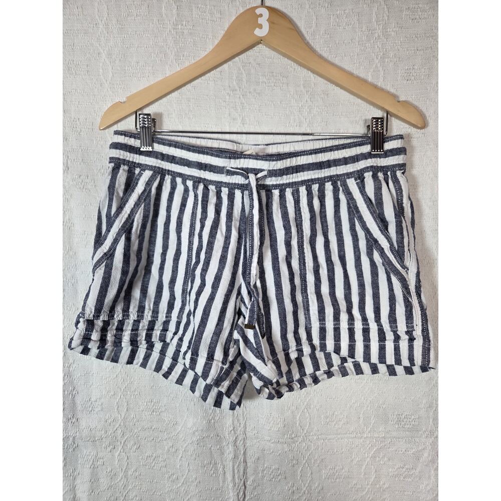 St John's Bay Navy White Stripe Linen Blend Breathable Spring Summer